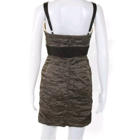 BCBG MAX AZRIA WOMENS RUCHED SLEEVELESS SHEATH DRESS BROWN SIZE 4 - Picture 3 of 6